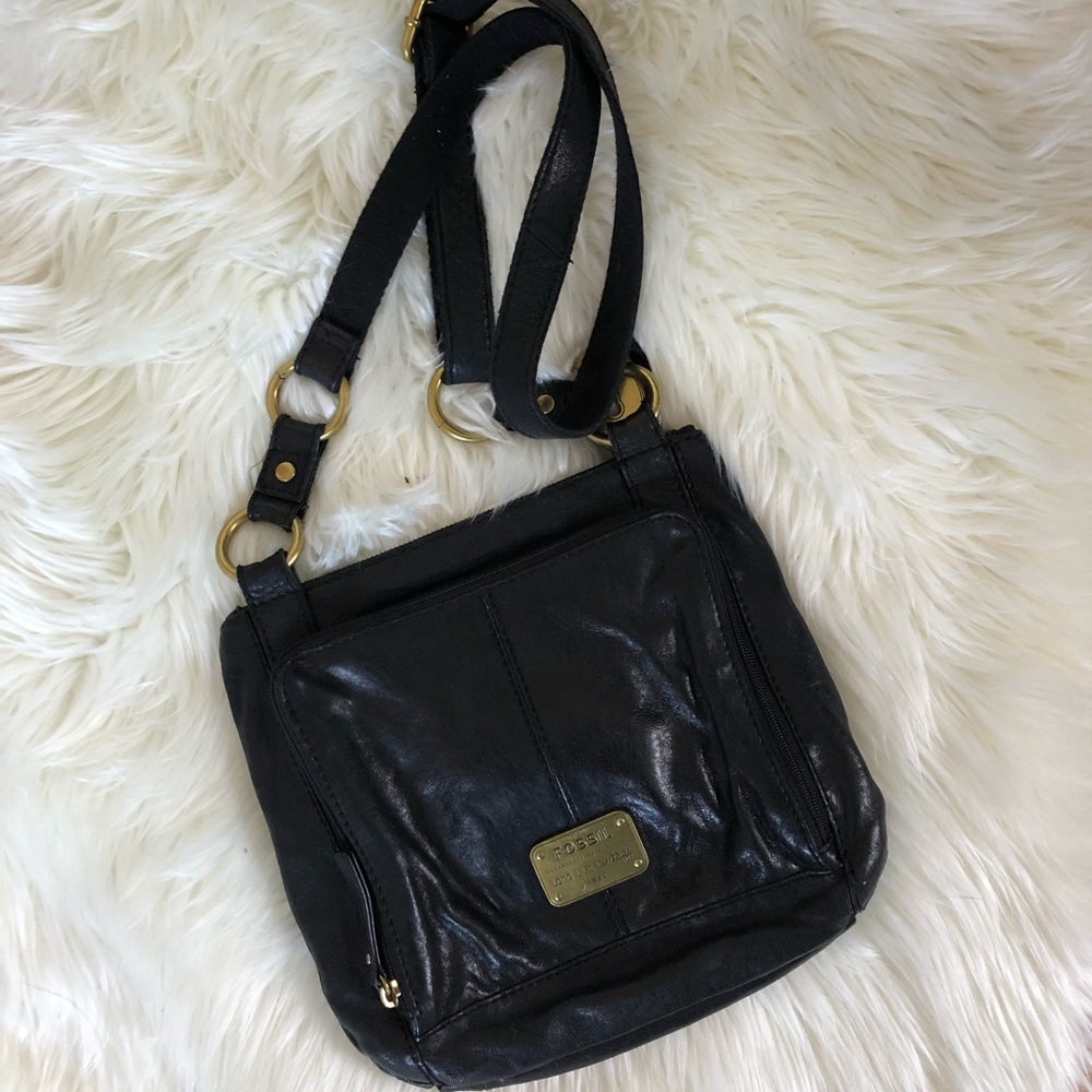 Fossil Black Leather Satchel Purse